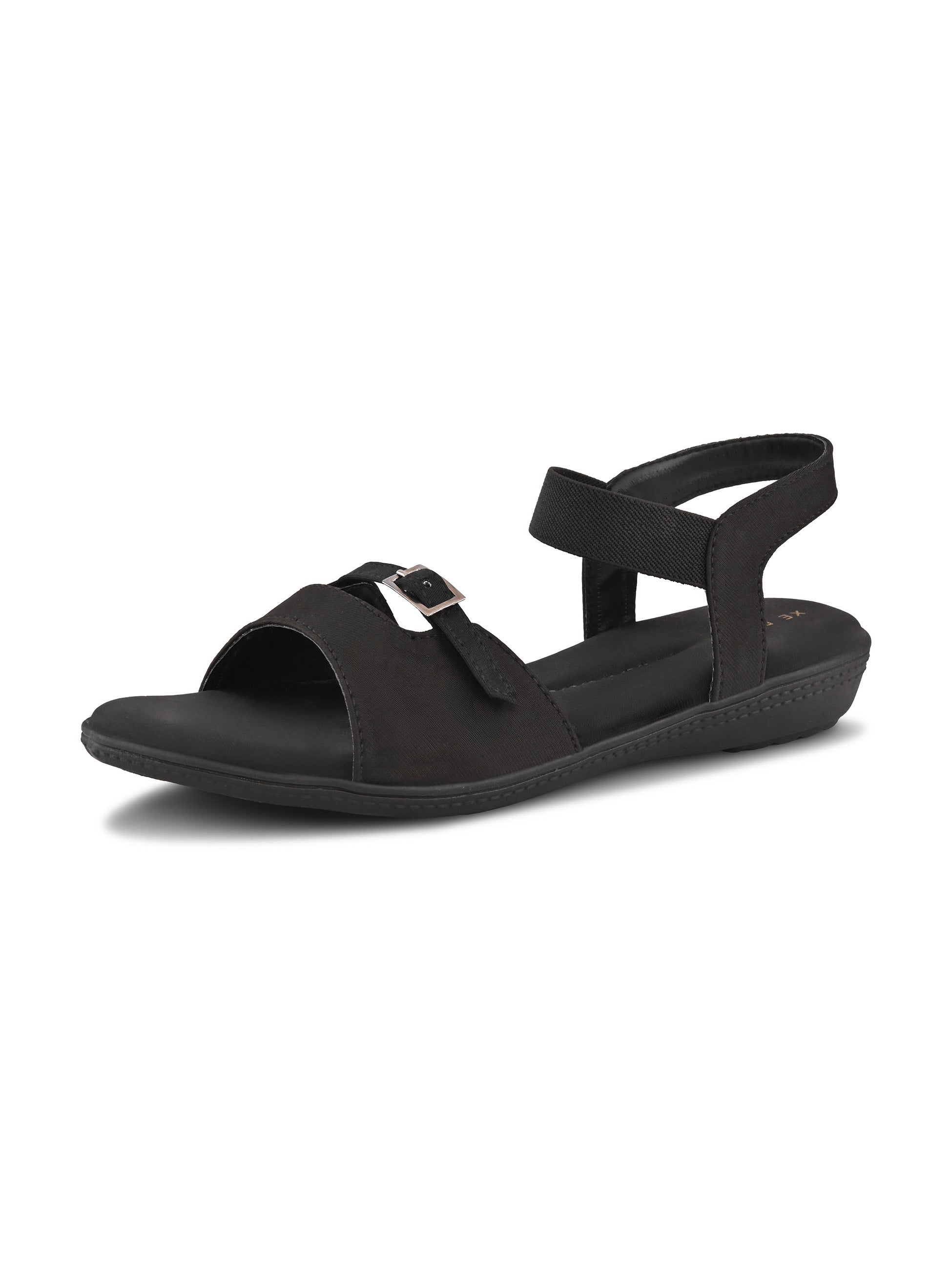 Comfort Cushion Buckle Accent Elastic Strap Open Toe Sandals