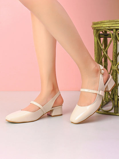 Elegant Slingback Block Heels with Bow Detail