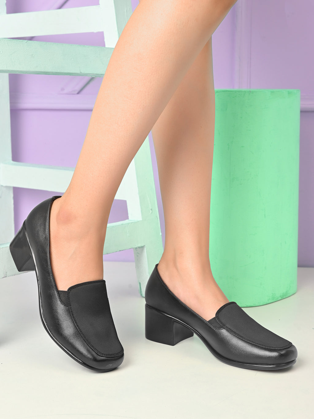 Comfortable Slip-On Formal Block Heel Shoes