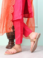 Stylish Ethnic Slip-On Flats with Sparkling Wavy Detailing