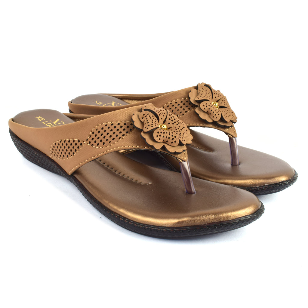 Modern & Graceful Flower Design Comfort Flat Slippers