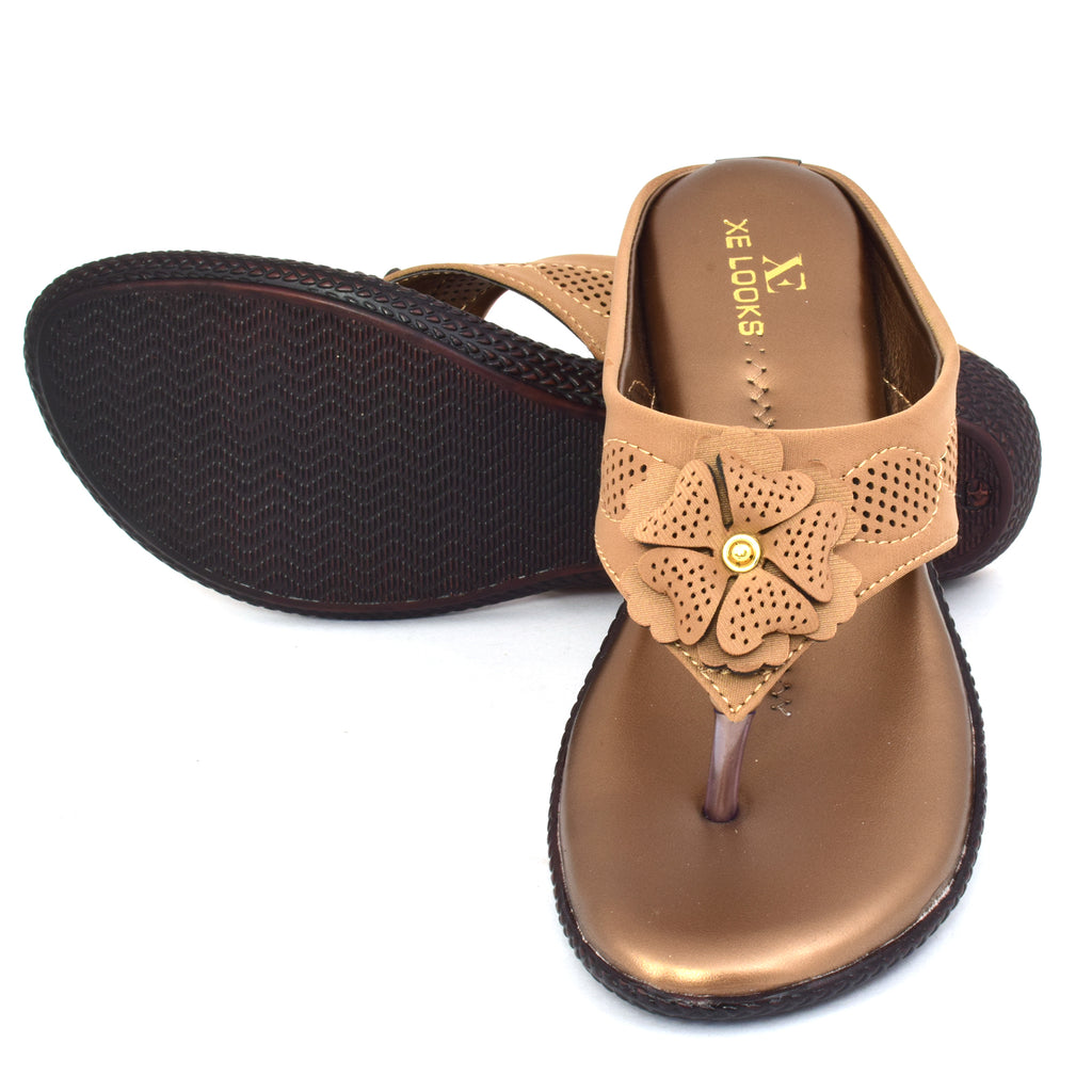 Modern & Graceful Flower Design Comfort Flat Slippers