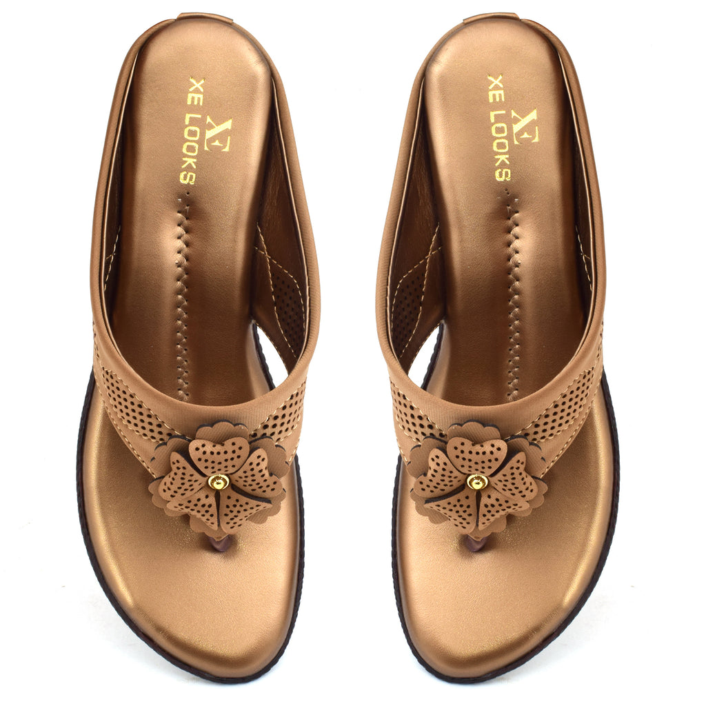Modern & Graceful Flower Design Comfort Flat Slippers