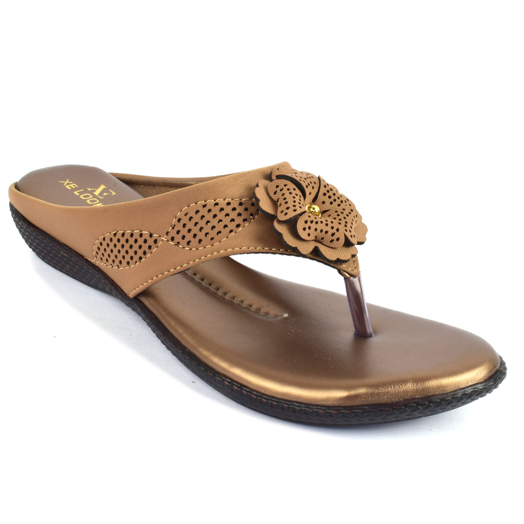 Modern & Graceful Flower Design Comfort Flat Slippers