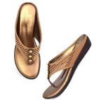 Graceful & Eye-Catching Lazer Design Studded Comfort Flat Slippers