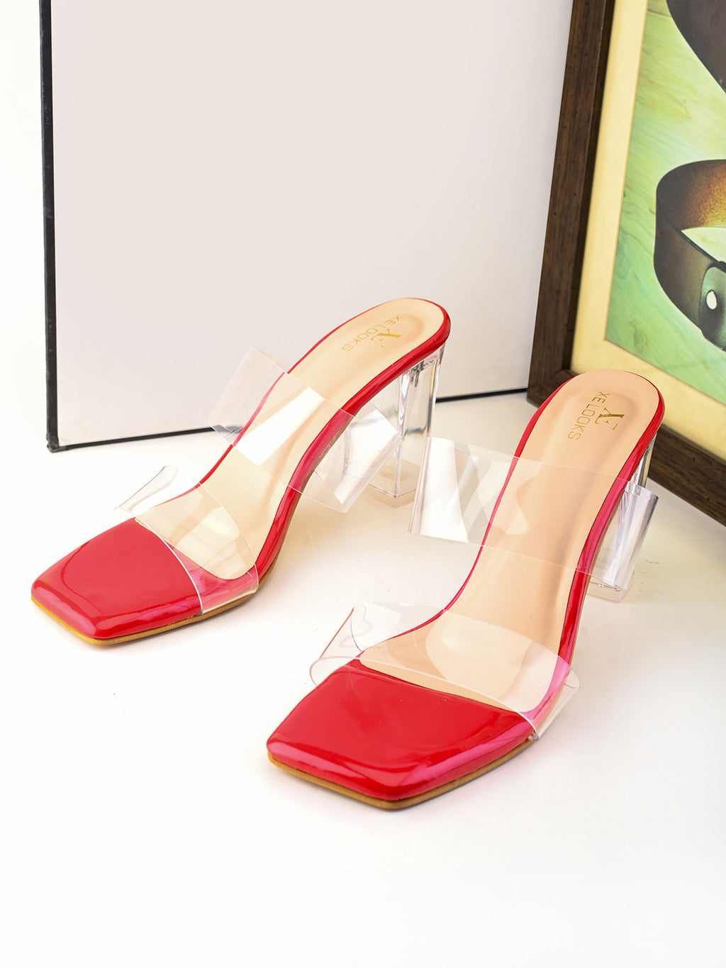 Transparent Double Strap  Sandal with Clear Block Heel