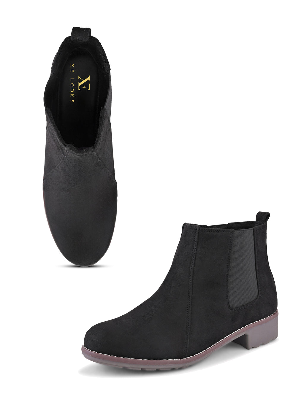Side Elastic Cushioned Low Block Heel Ankle Boots