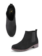 Side Elastic Cushioned Low Block Heel Ankle Boots