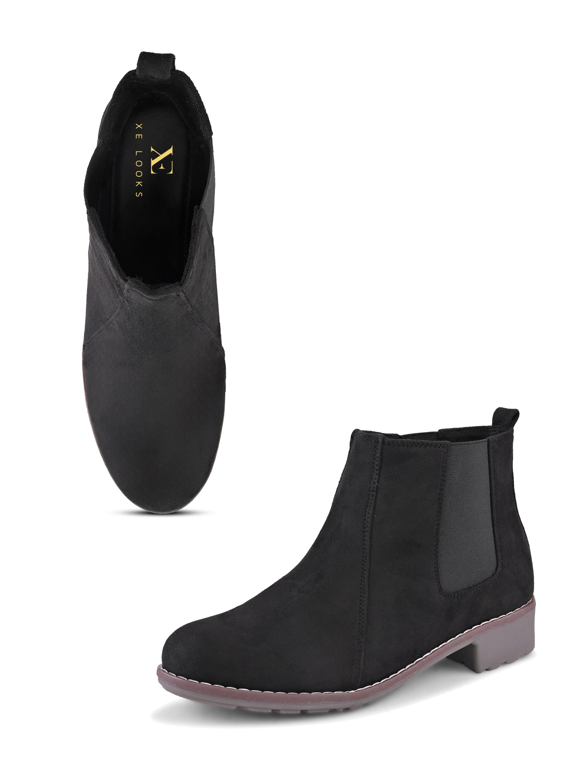 Side Elastic Cushioned Low Block Heel Ankle Boots