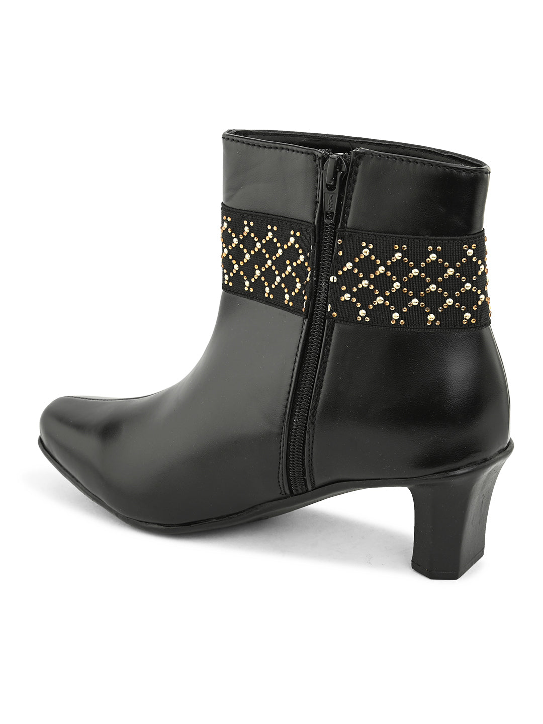 Comfortable & Trendy Zipper Black Block Heel Boots