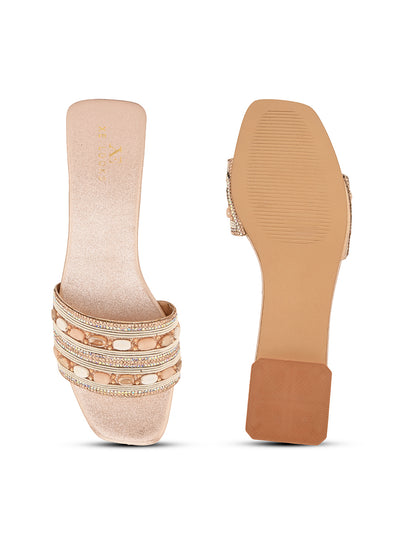 Elegant & Stylish Beaded Flat Slippers