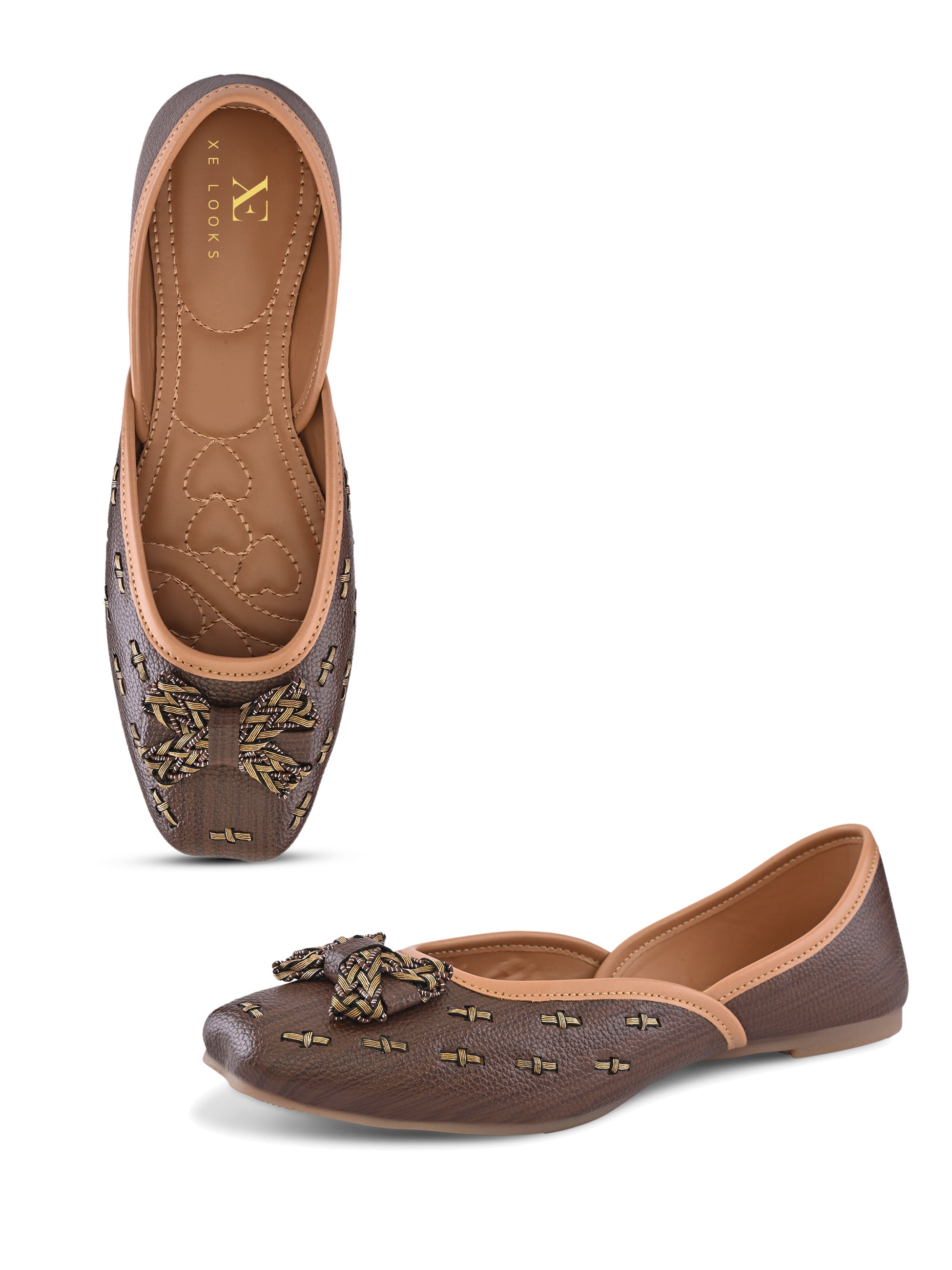 Woven Bow Accent Cushioned Square Toe Flats