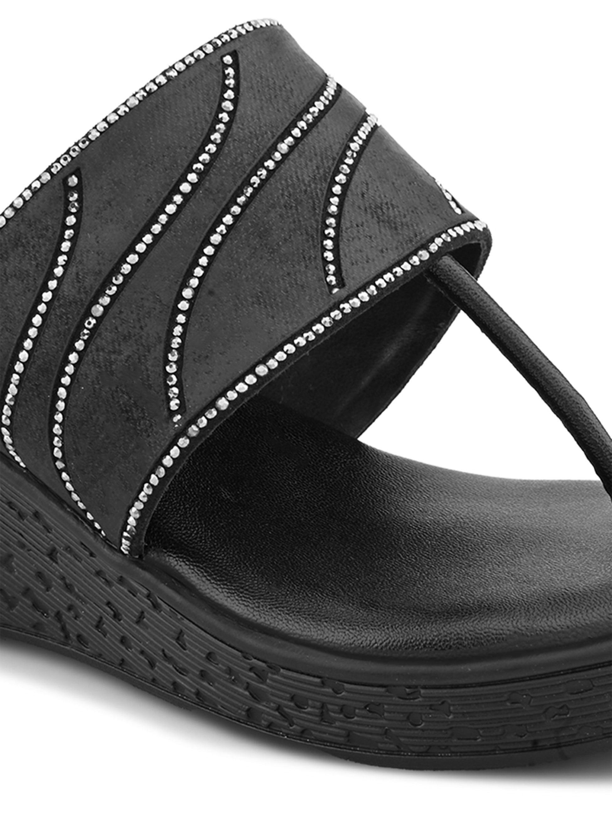 Slip-On Low Wedge Heel Thong Sandals