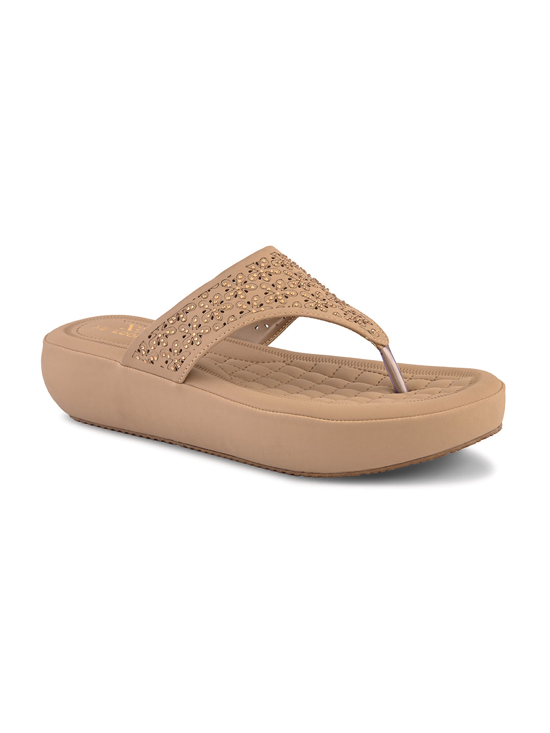 Soft Toe-Ring  Embellished Comfort Wedge Slippers