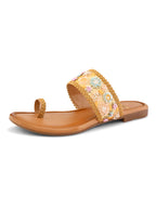 Embellished Toe-Ring Flats with Floral Beadwork