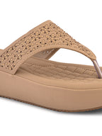 Soft Toe-Ring  Embellished Comfort Wedge Slippers