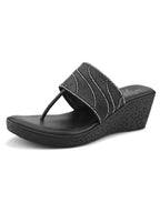Slip-On Low Wedge Heel Thong Sandals