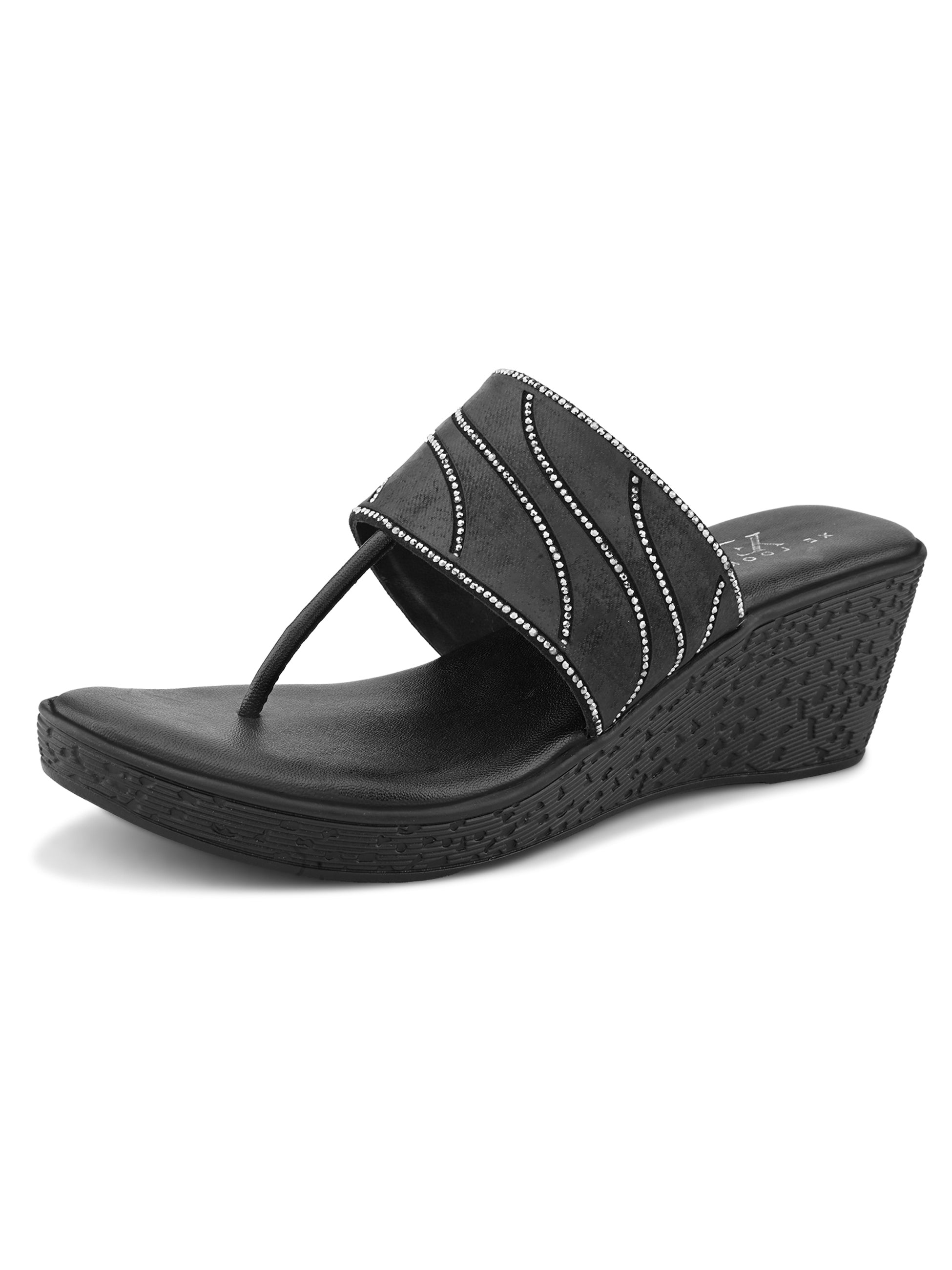 Slip-On Low Wedge Heel Thong Sandals
