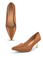 Textured Pointed Toe Sculpted Heel Slip-On Pumps