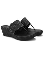Slip-On Low Wedge Heel Thong Sandals