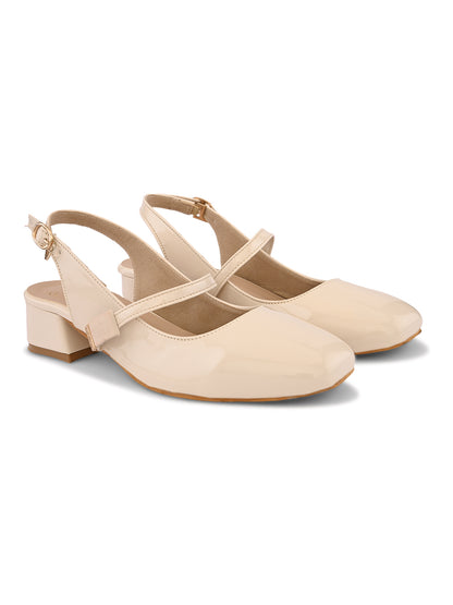 Elegant Slingback Block Heels with Bow Detail