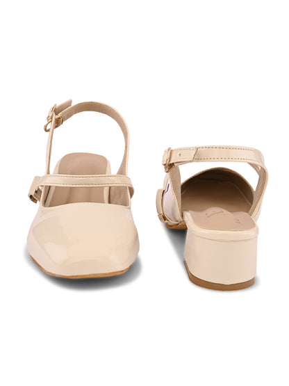 Elegant Slingback Block Heels with Bow Detail