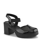 Classic Patent Block Heel Pumps with Backstrap Soft Cushioned Formal Shoes