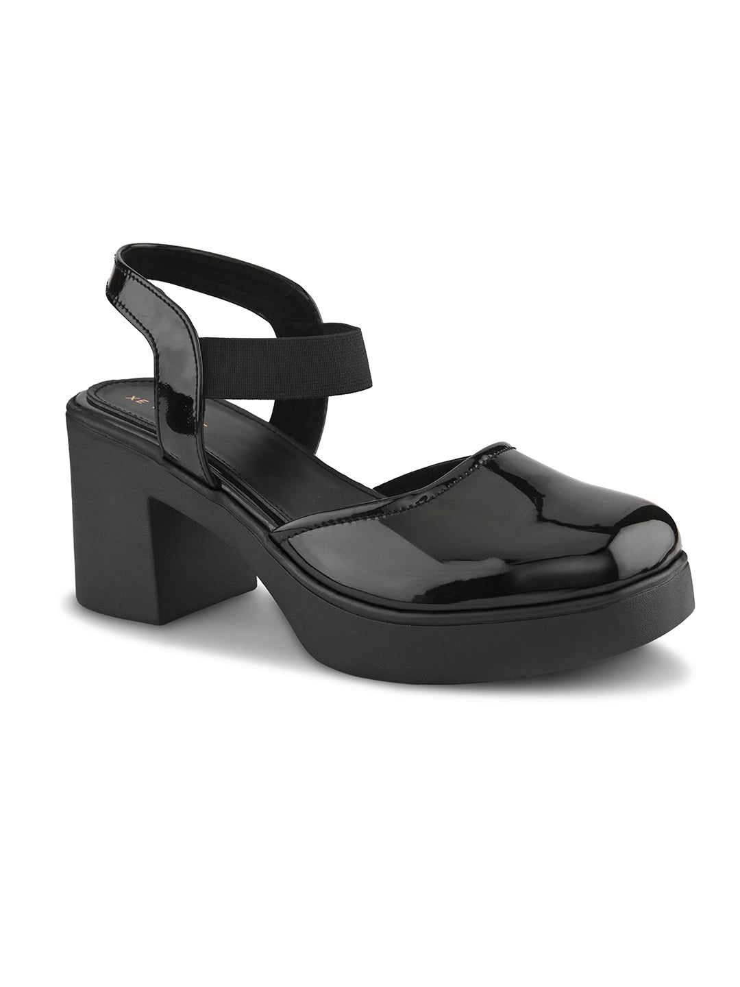 Classic Patent Block Heel Pumps with Backstrap Soft Cushioned Formal Shoes