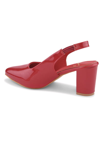 Women's Patent Pointed-Toe Slingback Heels