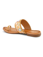 Embellished Toe-Ring Flats with Floral Beadwork