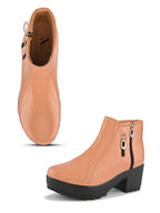 DUAL ZIP CHUNKY BLOCK HEEL PLATFORM ANKLE BOOTS