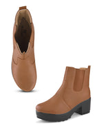 Minimalist Elastic Panel Chunky Block Heel Chelsea Boots