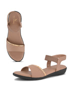 Cushioned Metallic Accent Elastic Strap Open Toe Sandals