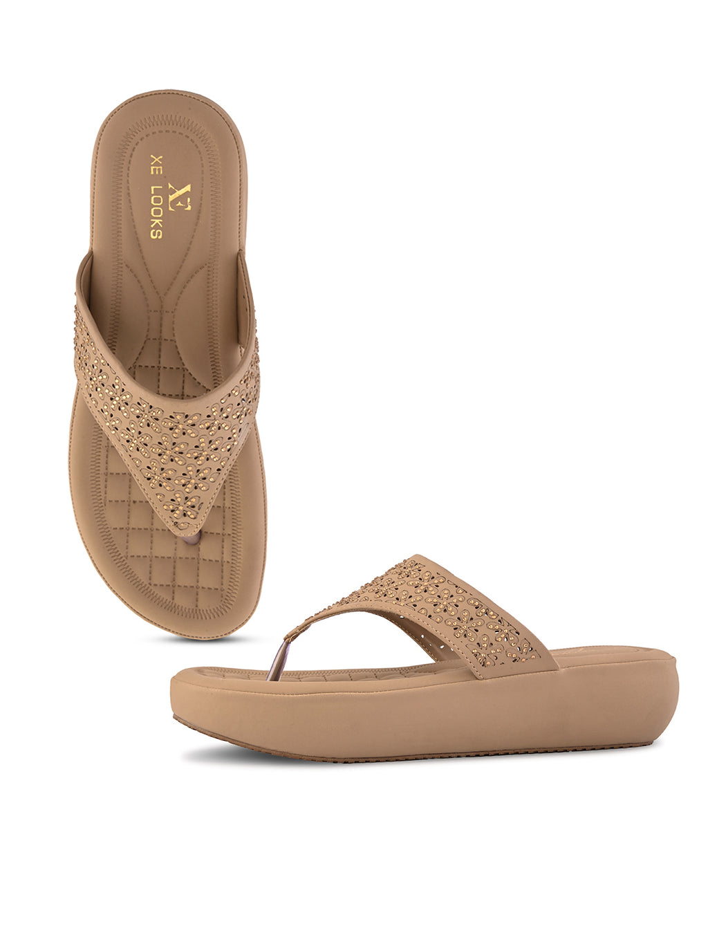 Soft Toe-Ring  Embellished Comfort Wedge Slippers