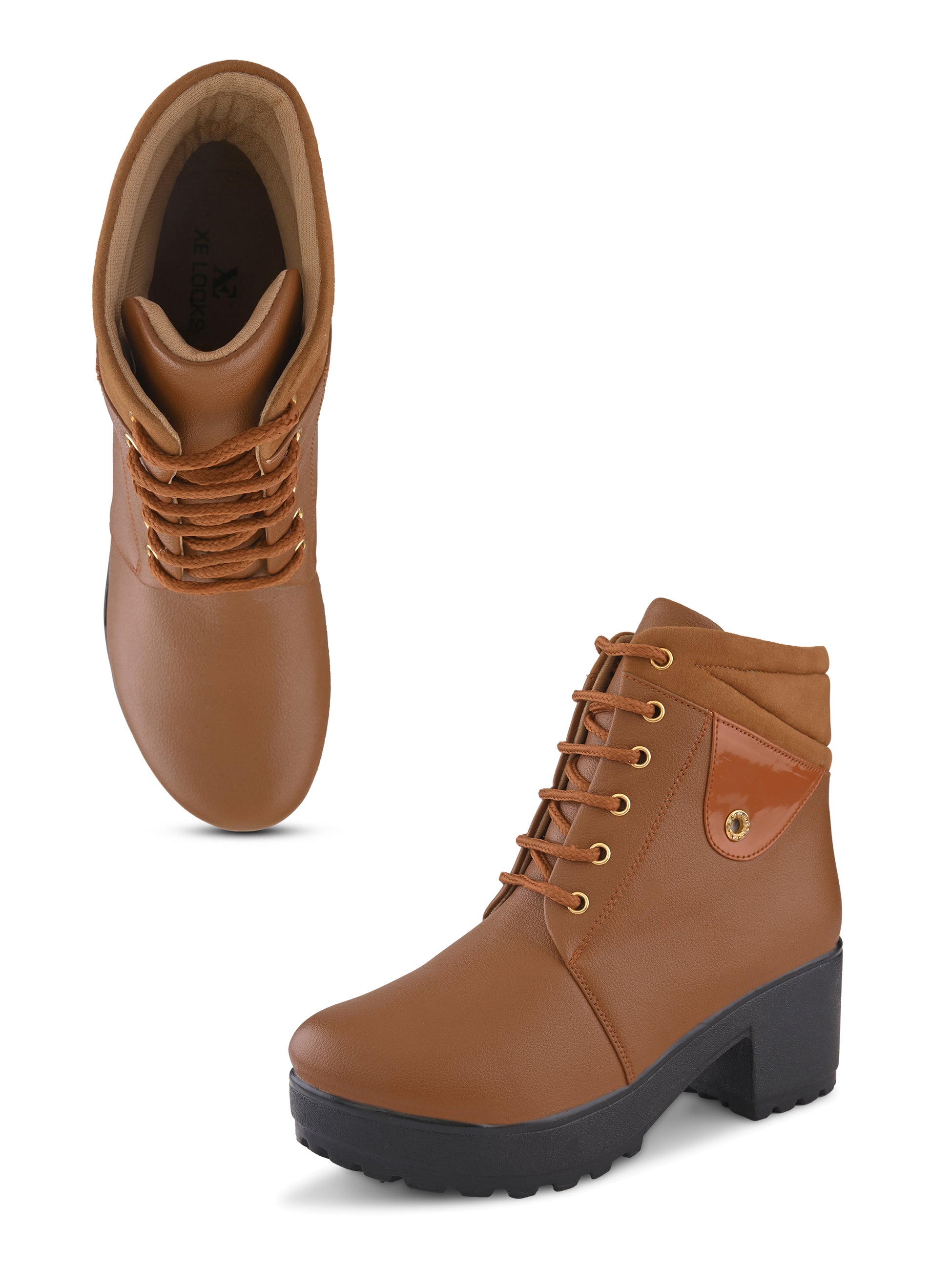 Lace-Up Pocket Detail Chunky Block Heel Ankle Boots