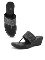 Slip-On Low Wedge Heel Thong Sandals