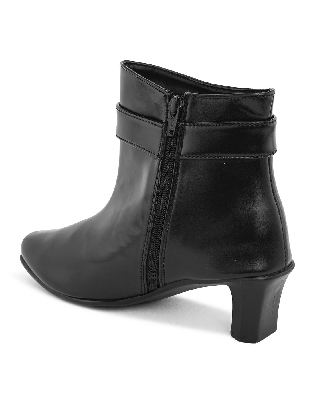 Comfortable & Trendy Block Heel Zipper Black Boots