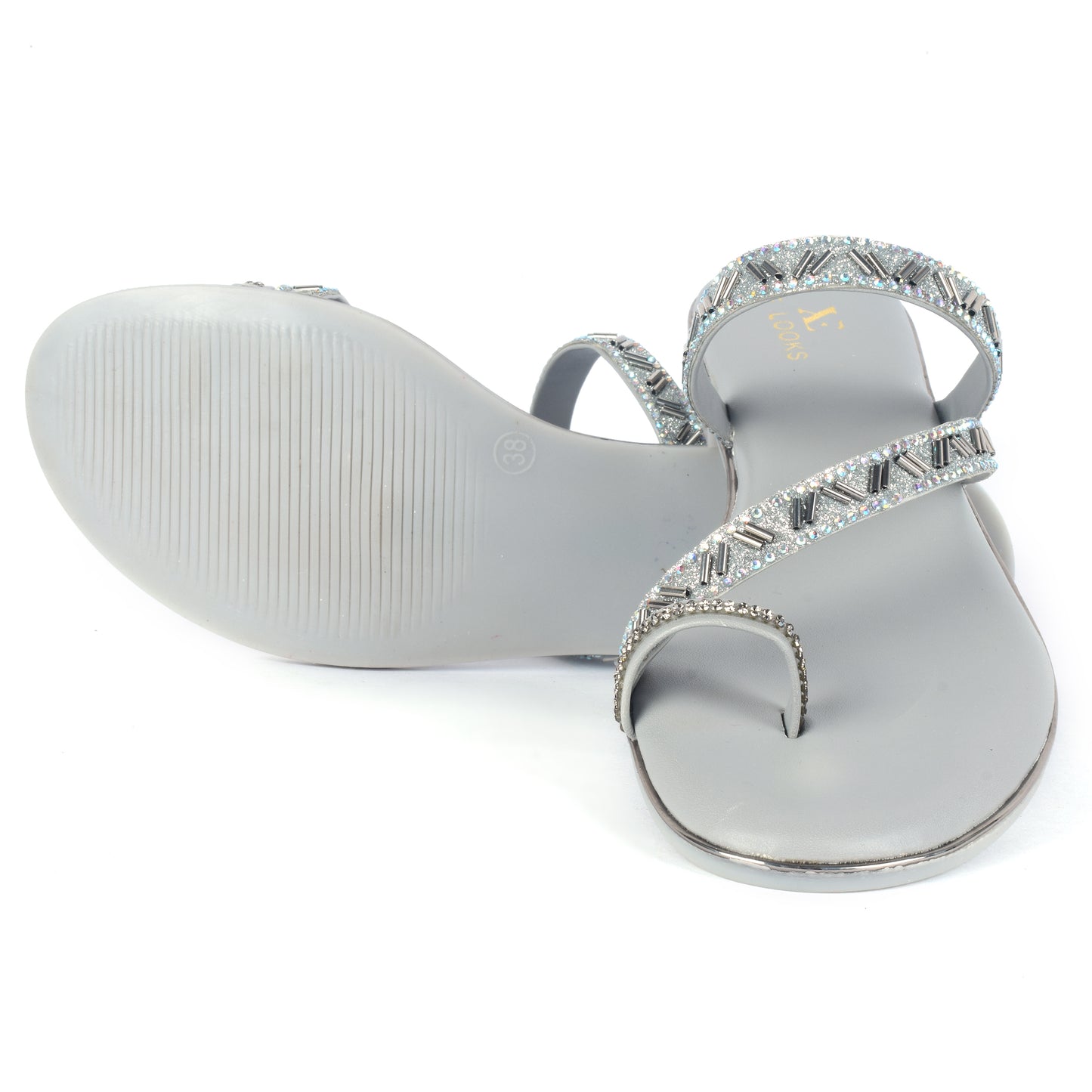 Stunning & Glamorous Siroski Design Fashion Flat Slippers