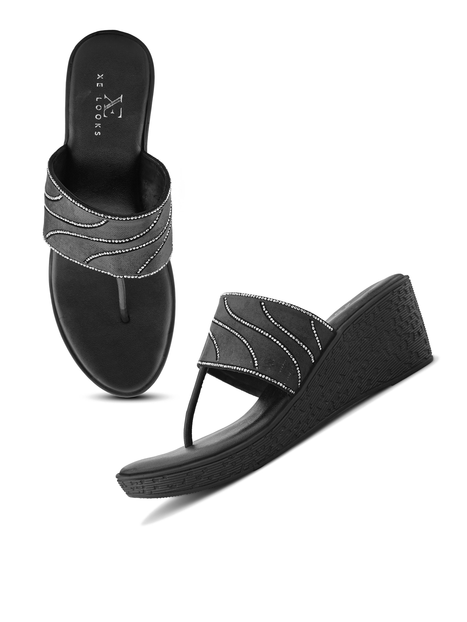Slip-On Low Wedge Heel Thong Sandals