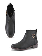 Side Zip Cushioned Low Block Heel Ankle Boots