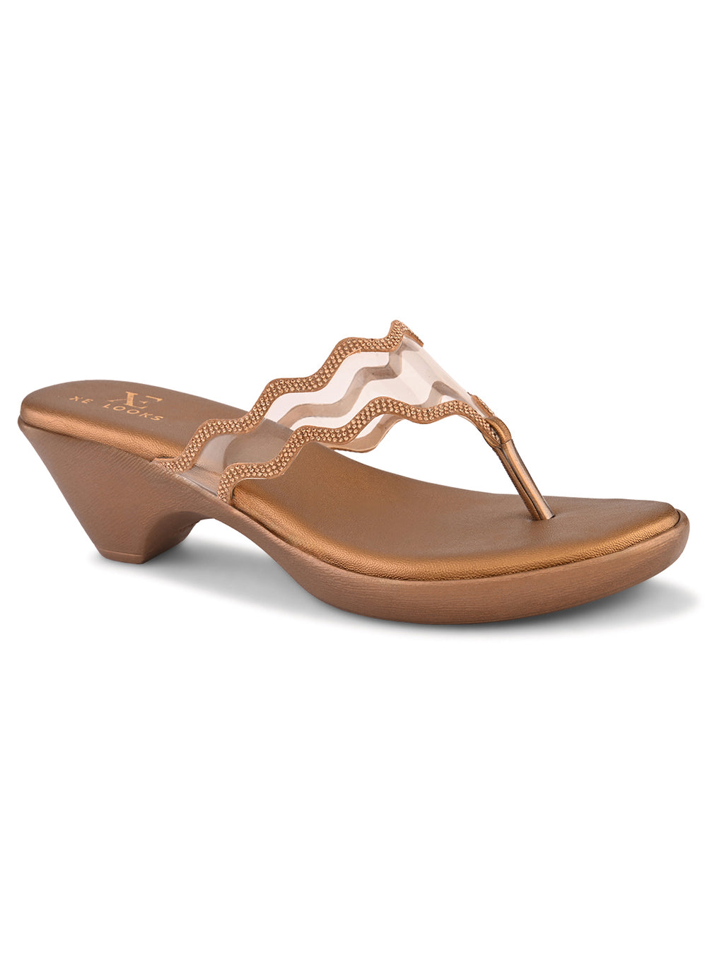 Embellished  Slip-On Sandals Wavy Strap Sandals