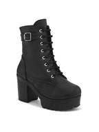 Women’s Buckle Strap Lace-Up Ankle Boots