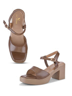 Sleek Ankle Strap Cushioned Block Heel Sandals