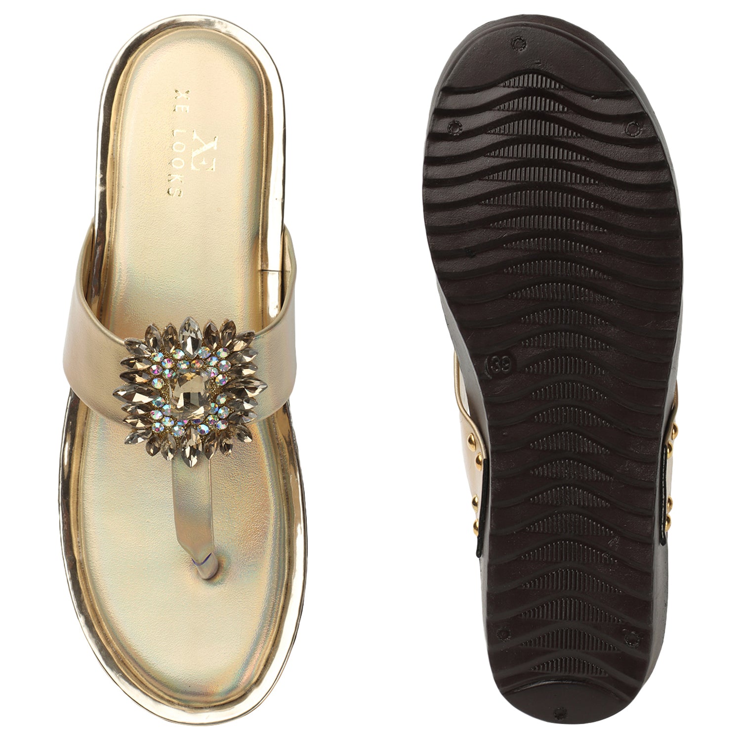 Chic & Elegant Stone Embellished Cushion Platform Slippers