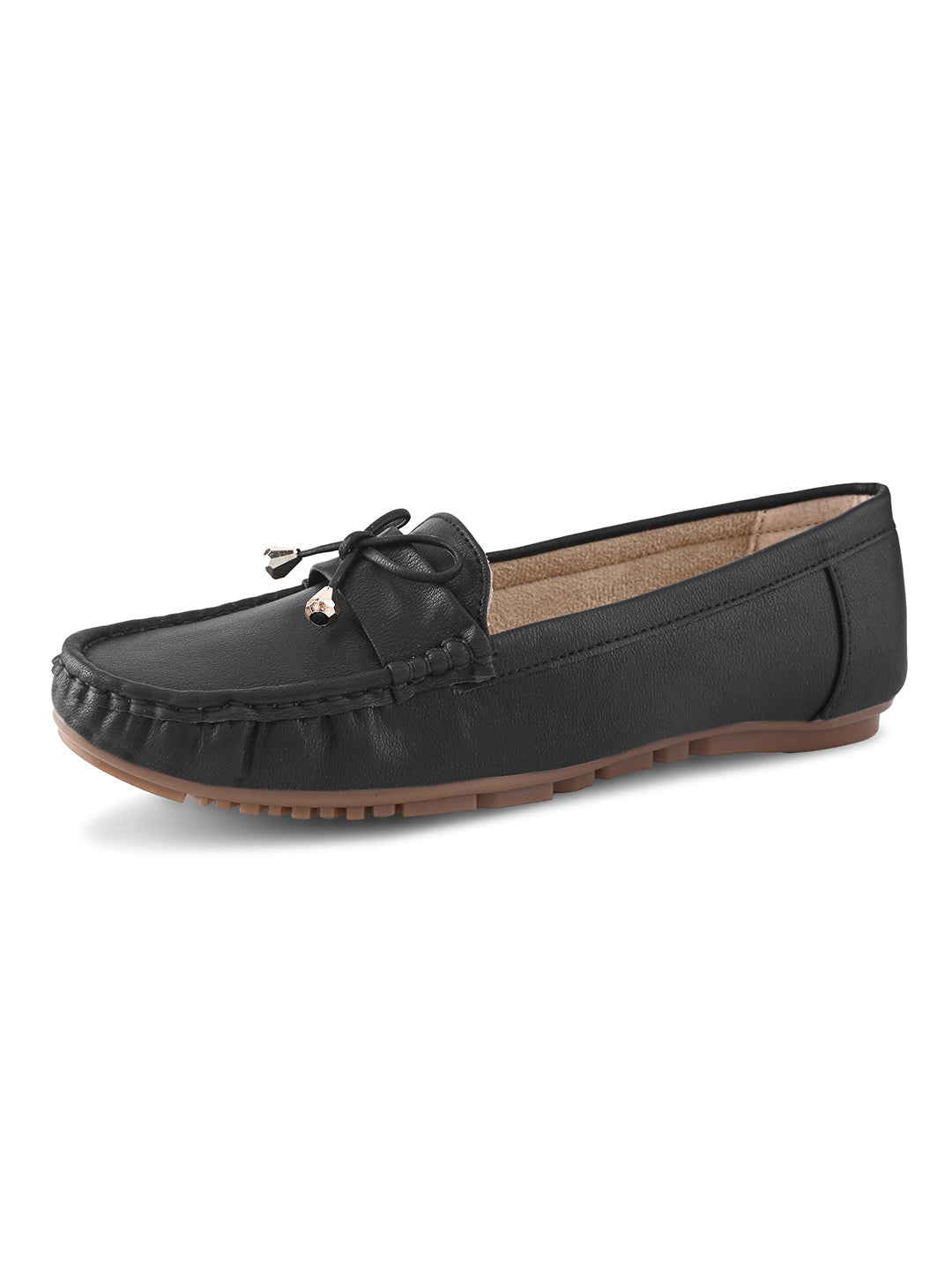 Soft Cushioned Slip-On Loafers with Bow Detail