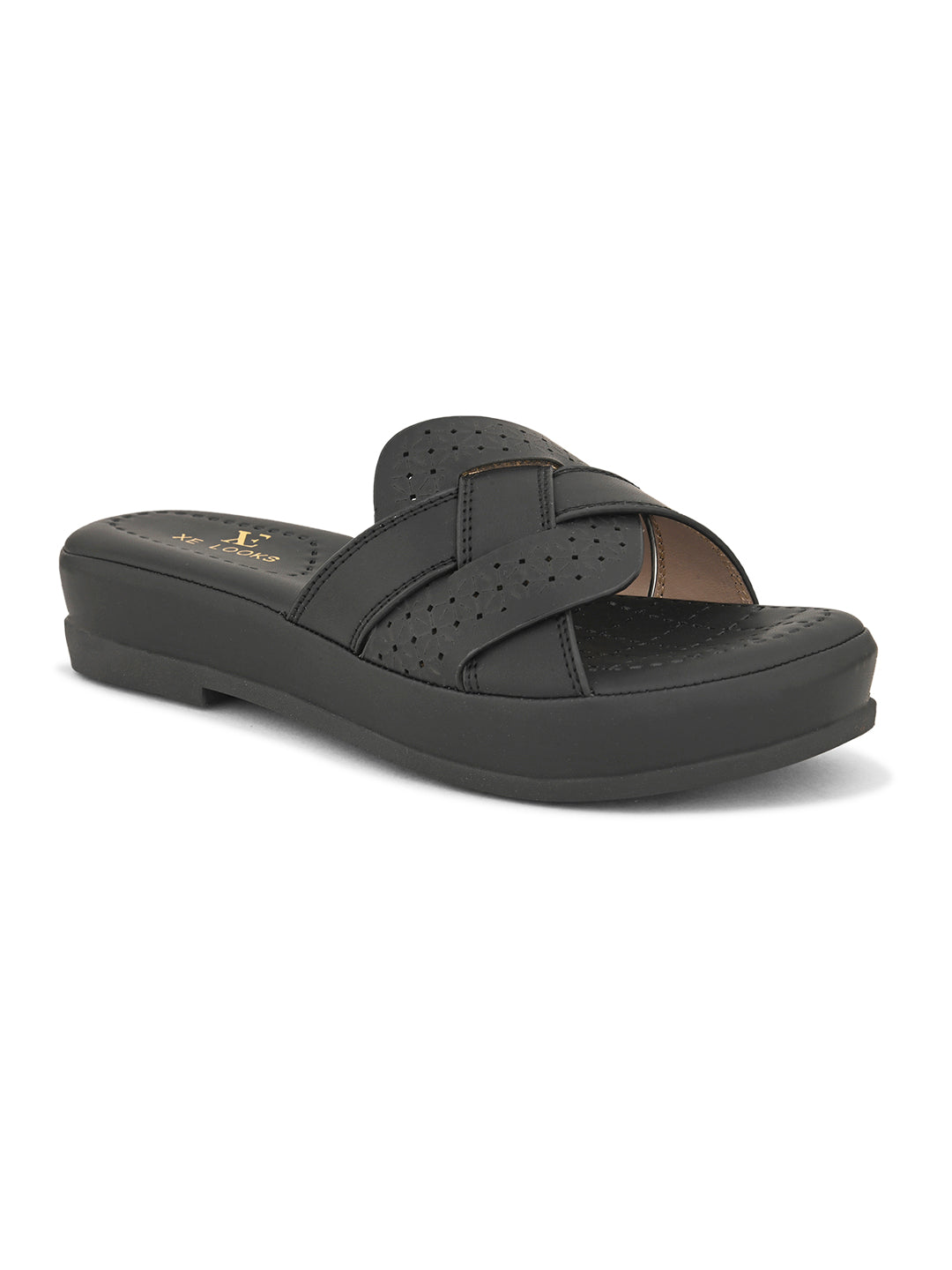 Cross-Strap with Laser-Cut Detailing Slippers