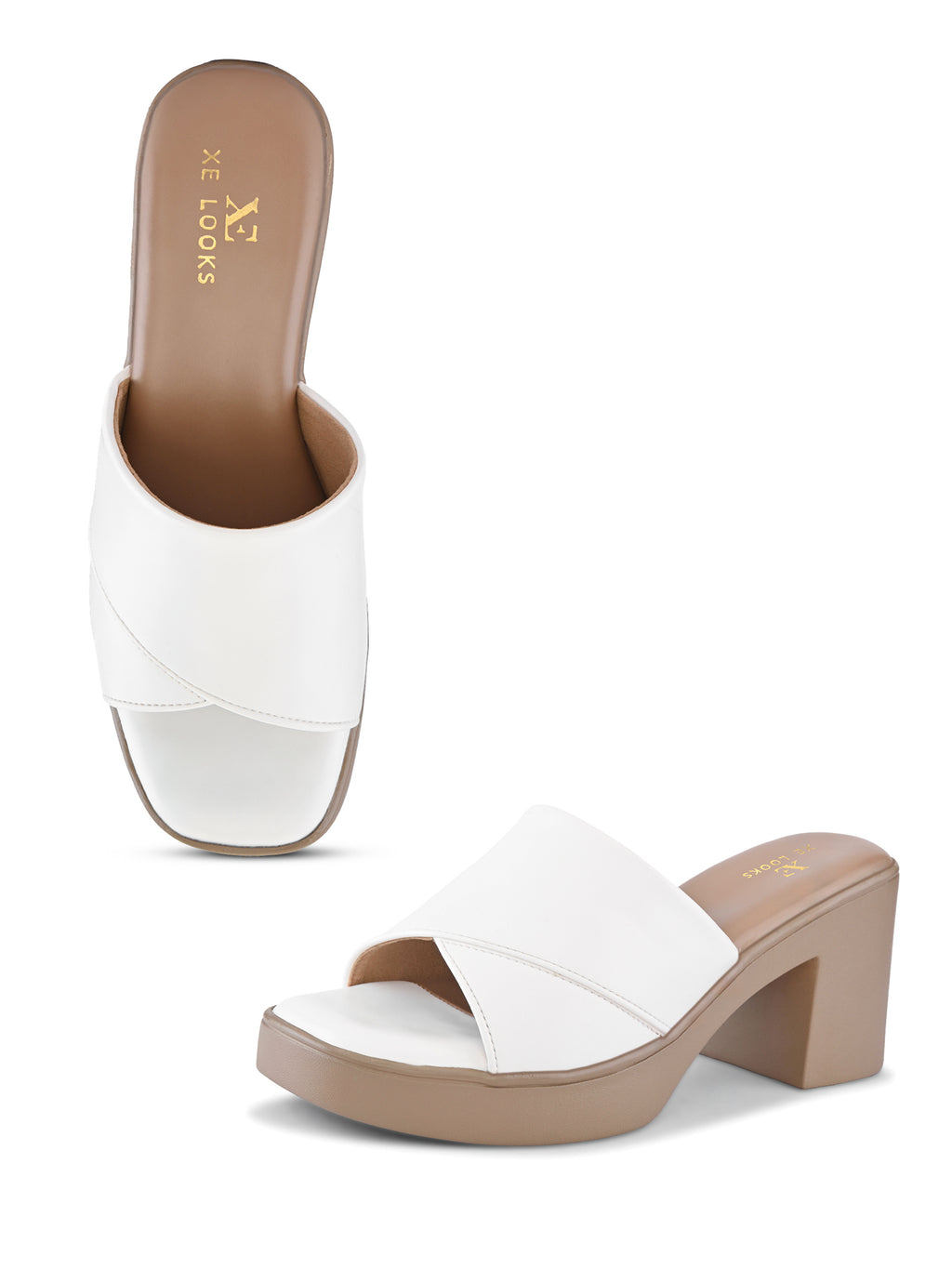 Cross Strap Cushioned Slip-On Block Heel Sandals
