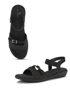 Comfort Cushion Buckle Accent Elastic Strap Open Toe Sandals