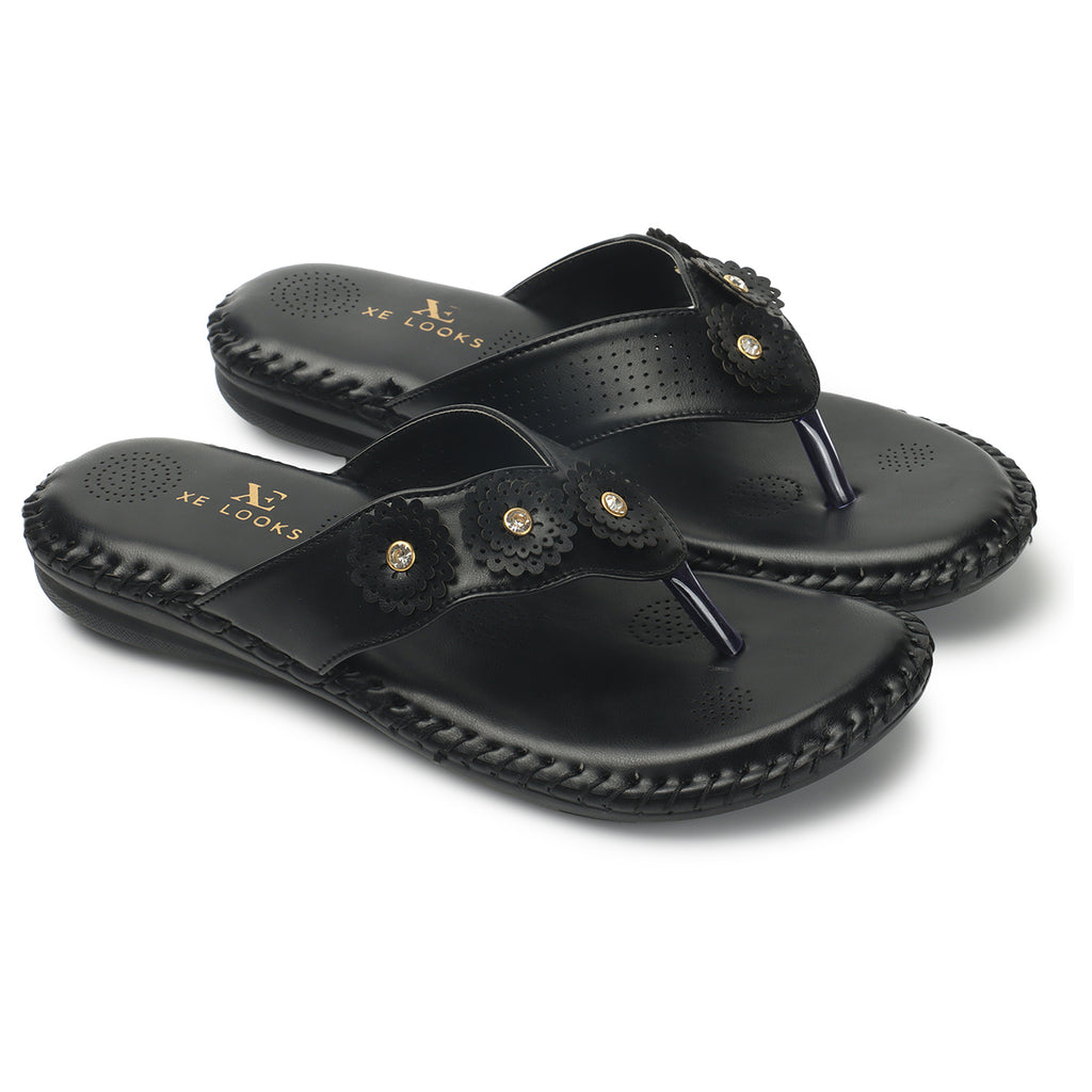 Sophisticated & Classic Flower Design Soft Cushion Doctor Slippers