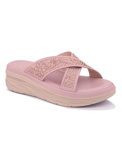 Soft Orthopedic Slippers with Embellished Cross Straps doctor Slipperss